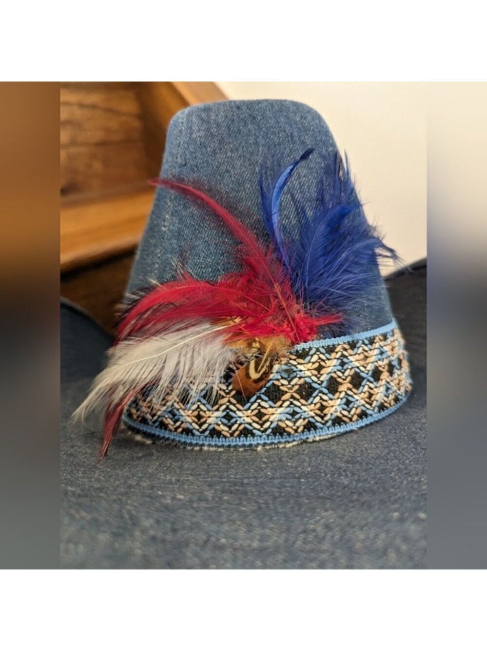 Vintage western 60's blue denim cowboy hat. Size 7-7 1/8 - Picture 9 of 16